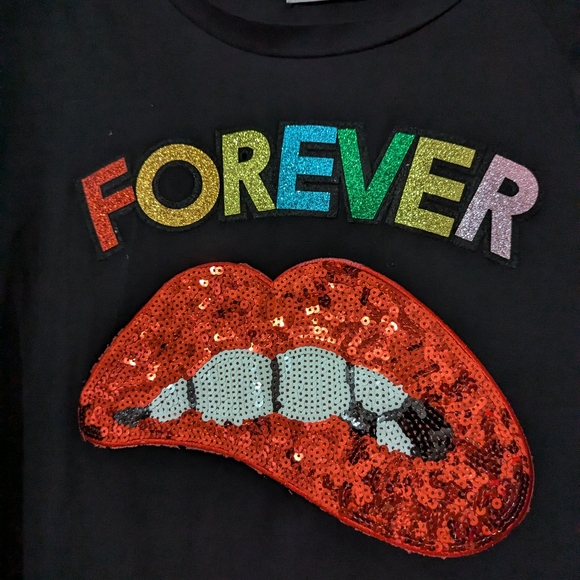 In2you Black Sequin Forever Shirt Size Small - Picture 5 of 8